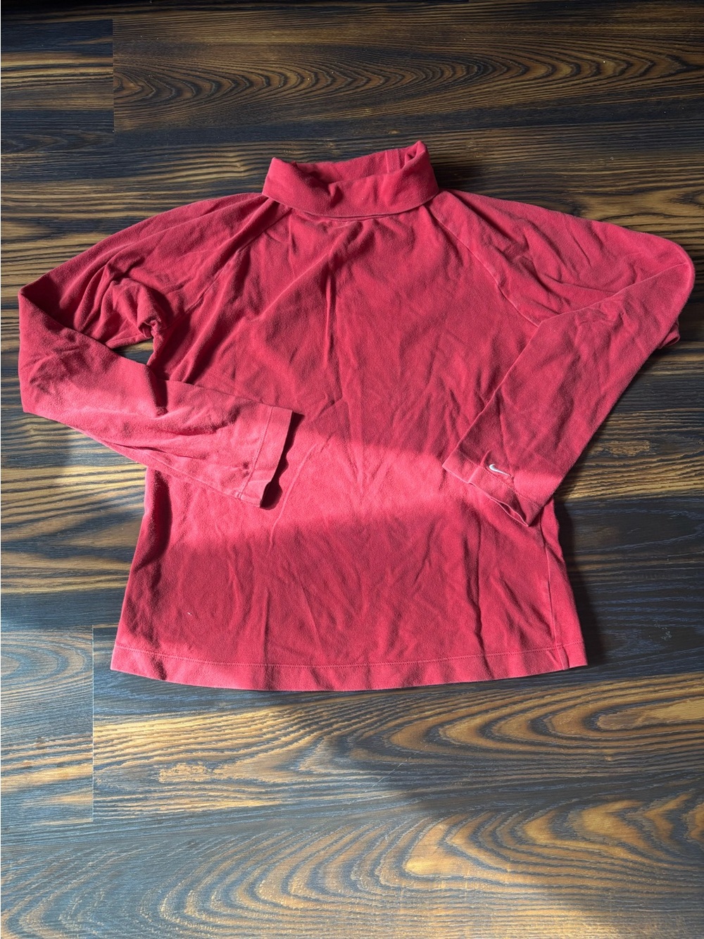Women’s Red Long-Sleeve Nike Mock Neck Athletic Top